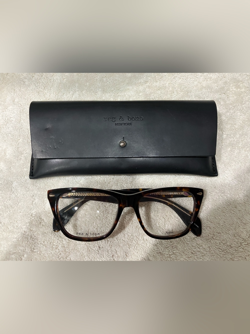 Eyeglasses Rag and Bone RNB 3013 0086 00 Dark Havana Clear Lens w/ case